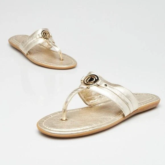 Sandales string femme Christian Dior métal doré avec logo laiton pointure 7,5