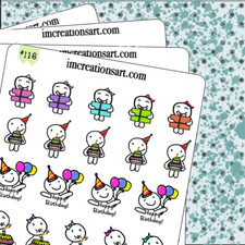 Birthday Celebration Tracker Hand Drawn Planner Stickers Organizer Journal Notes
