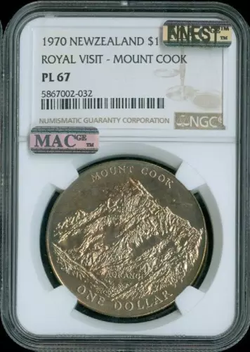 1970 New Zealand Dollar NGC PL67 MAC Quality