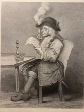 Antique Steel Engraving 1860 The Politician Humor Satire Engraving Illustration