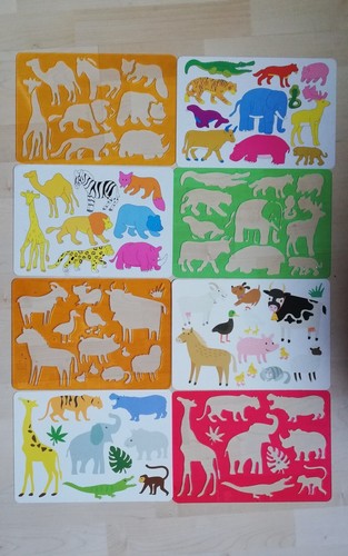 Kinder Schablonen Set 4 Stück Tiere Neu