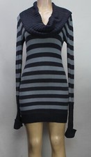 BCBGMaxazria Women's Sweater Dress Stripes Gray/Blue Size M
