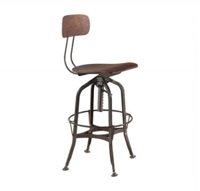 ACME Kaeso Walnut & Gunmetal Base Finish Swivel Adjustable Counter Height Chair