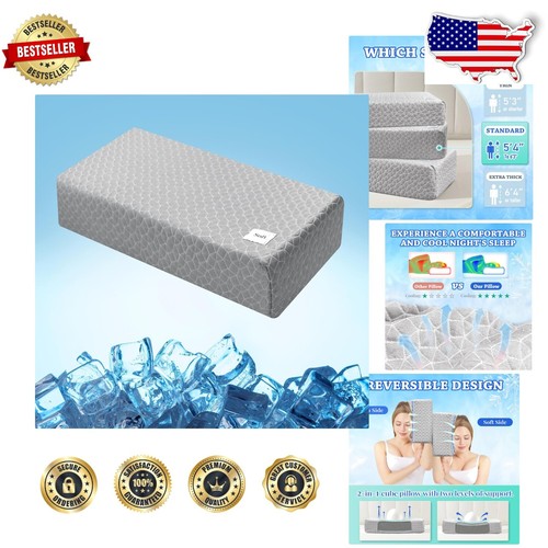 Reversible Cooling Memory Foam Pillow - Perfect for Side Sleepers, Grey 24"x12"