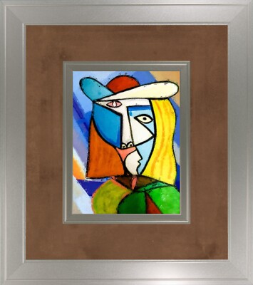 Pablo Picasso Portrait#2 Double Frame Non-Glare Swirled Silver
