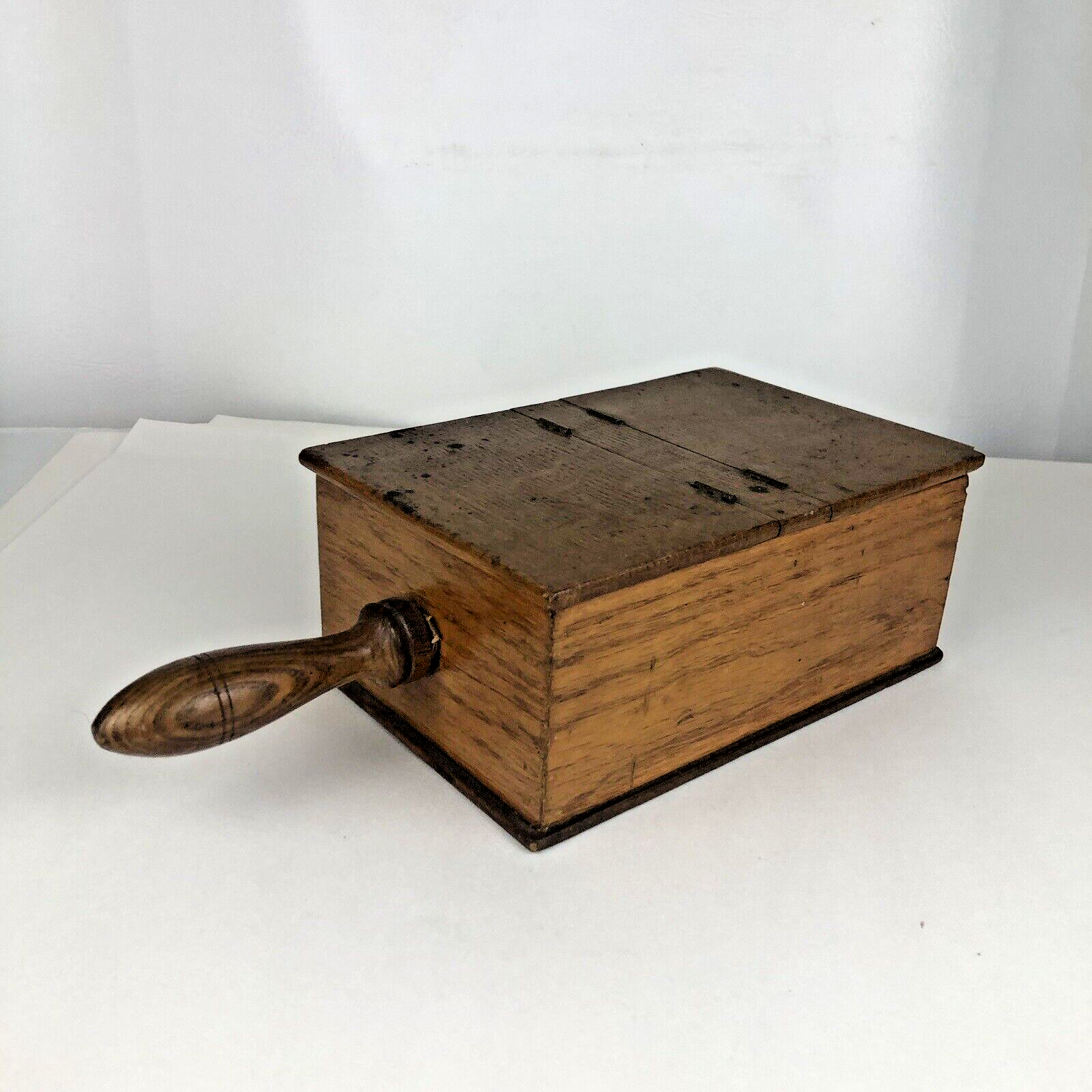 Antique Free Mason Secret Voting Hinged Wood Box Leather Lining Balls Cubes