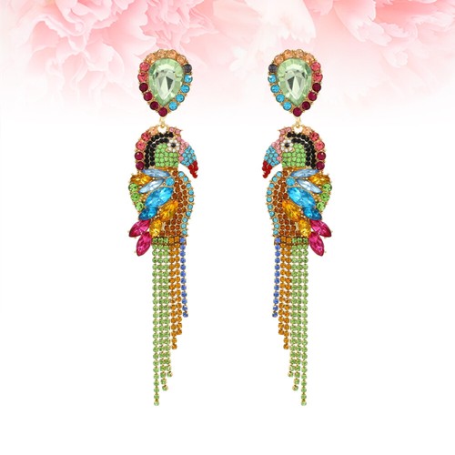 Rhinestone Beaded Drop achats Earrings Parrot Dangle Earrings Alloy Dangle Earrings