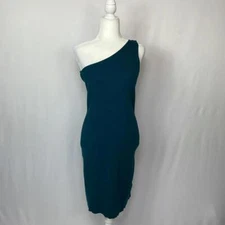 House Of Harlow 1960 Women's One Shoulder Knit Mini Dress Size Medium Teal NEW