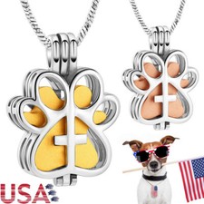 Pet Dog Cat Cremation Urn Necklace For Ashes Memorial Stainless Steel Keepsake