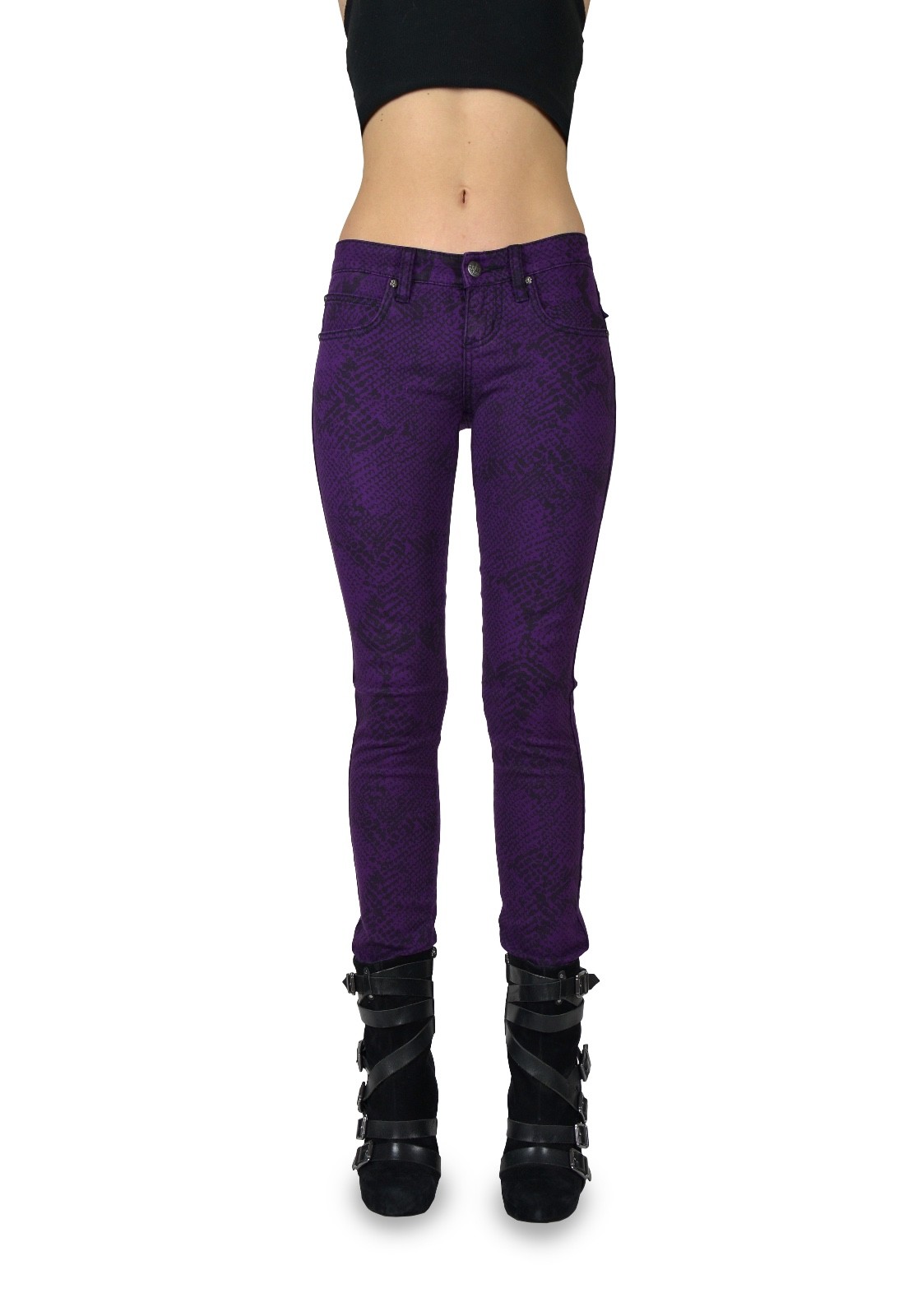 TRIPP PURPLE BLACK SNAKE PUNK ROCKSTAR PRINT JEAN PANTS SKINNY