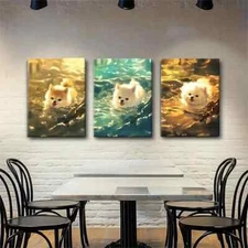 3pcs Vibrant and Playful Dog Portraits Perfect Wall Art Canvas Framed 50x70cm