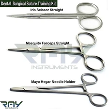 3 Pcs Surgical Dental Suturing Scissors Mosquito Hemostatic Forceps Mayo Hegar