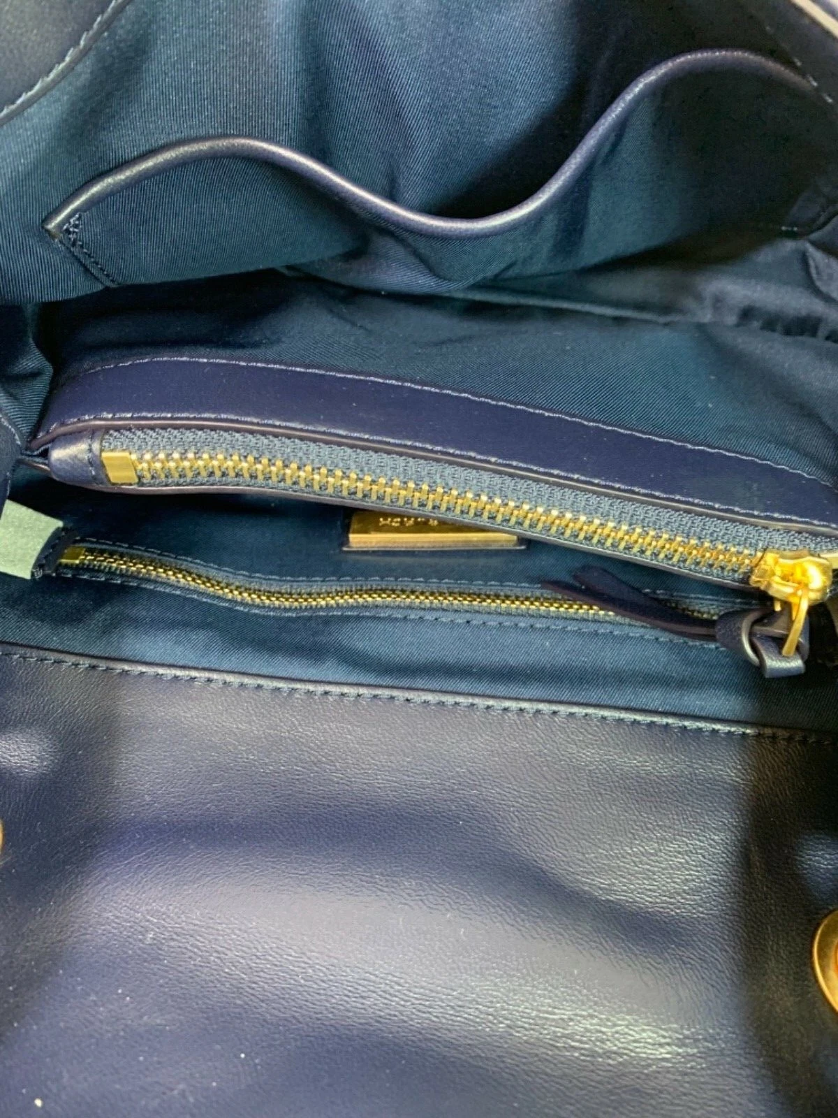 NUOVA borsa a tracolla piccola convertibile Tory Burch Soft Fleming in pelle blu navy