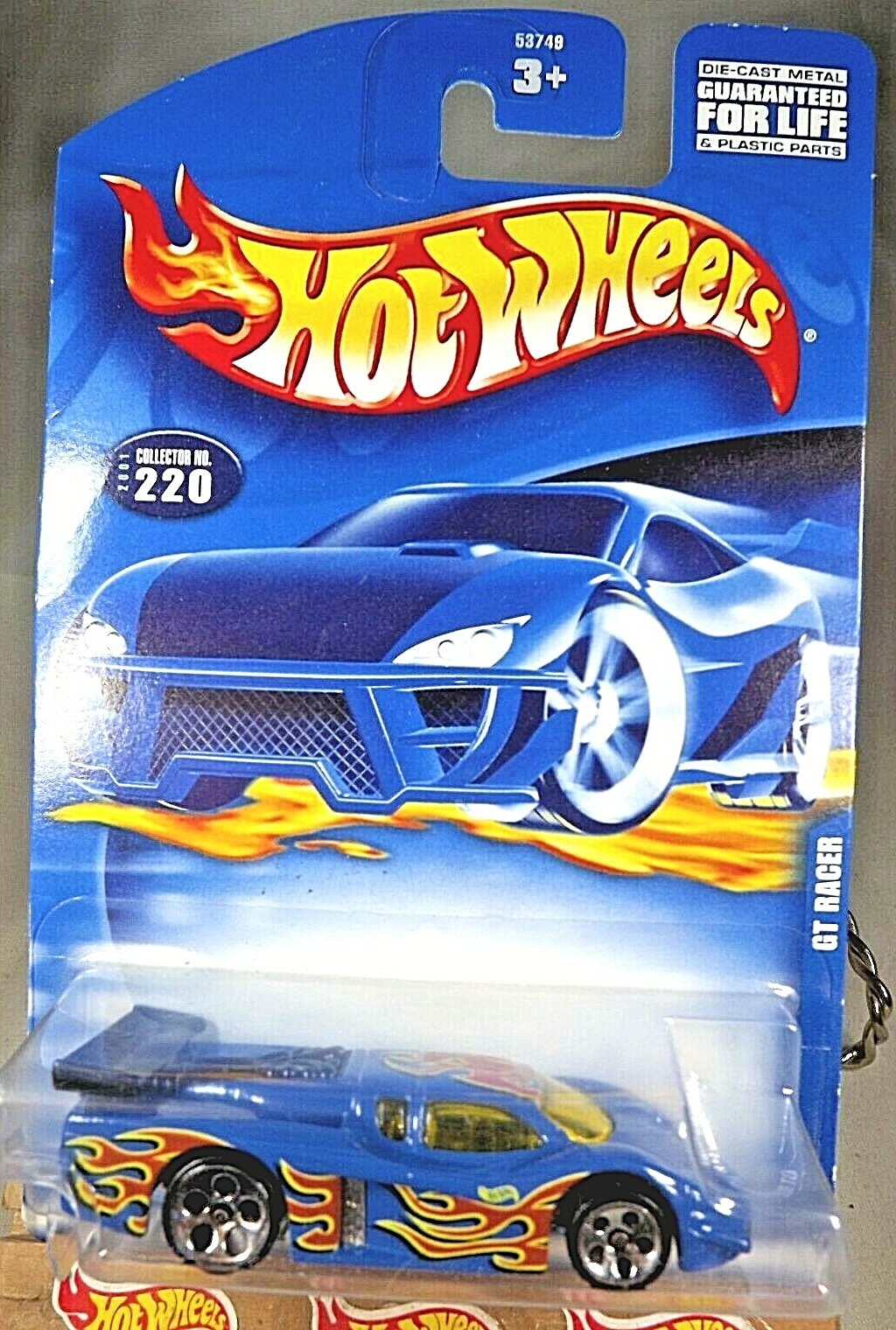 2001 Hot Wheels Mainline/Collector #220 GT RACER Blue w/Chrome 5Dot Spoke Wheels