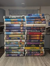 Disney VHS tape Lot, 33 VHS Tapes, Clamshell Cases