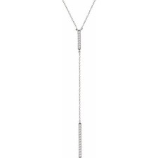 Diamond Bar "Y" 16-18" Necklace In 14K White Gold 1/5 ct. tw.