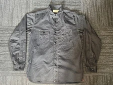 Sugar Cane Black Wabash Stripe Work Shirt L 85oz Fiction Romance Used