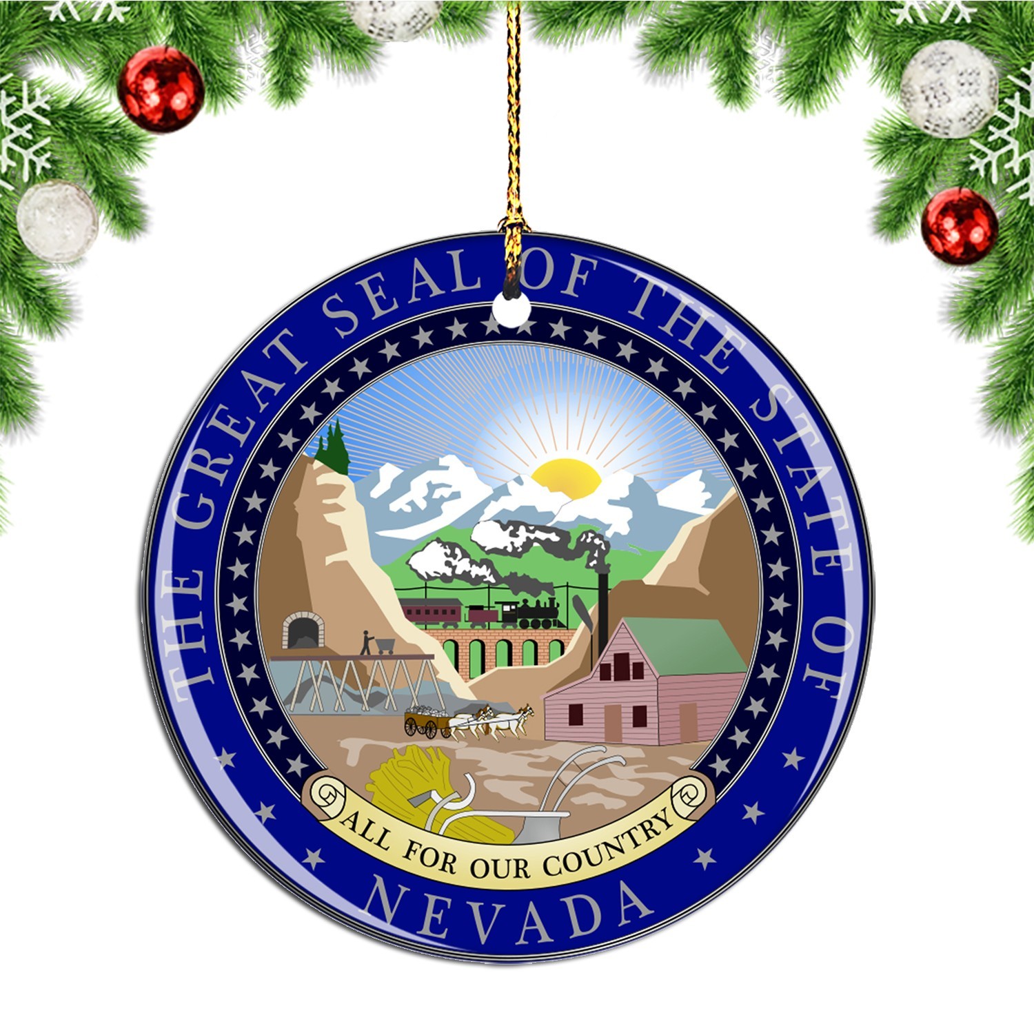 United States Nevada State Flag Christmas ornament city travel souvenir