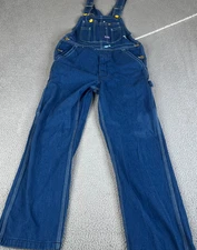 Big Smith Bib Overalls Men 32x32 Denim Cotton Zip Fly Workwear Pocket Streetwear