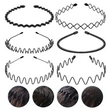Metal Headbands for Men, Women Fashion Hair Bands, Adjustable Wavy Headband, ...