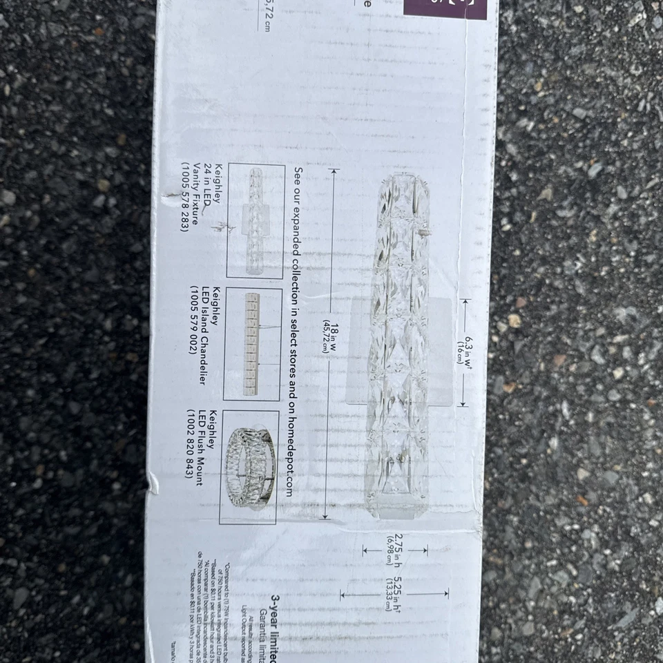 DECORADORES DEL HOGAR 1005 579 022 Keighley Cromo LED Cristal Tocador Luz Bar18 pulgadas Foto 4 de 4