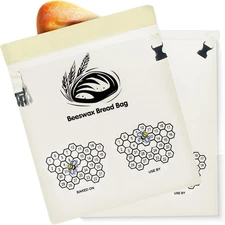 2-Pack Beeswax Bread Bag for Sourdough, Reusable XL Cotton Bread Bag for Homemad