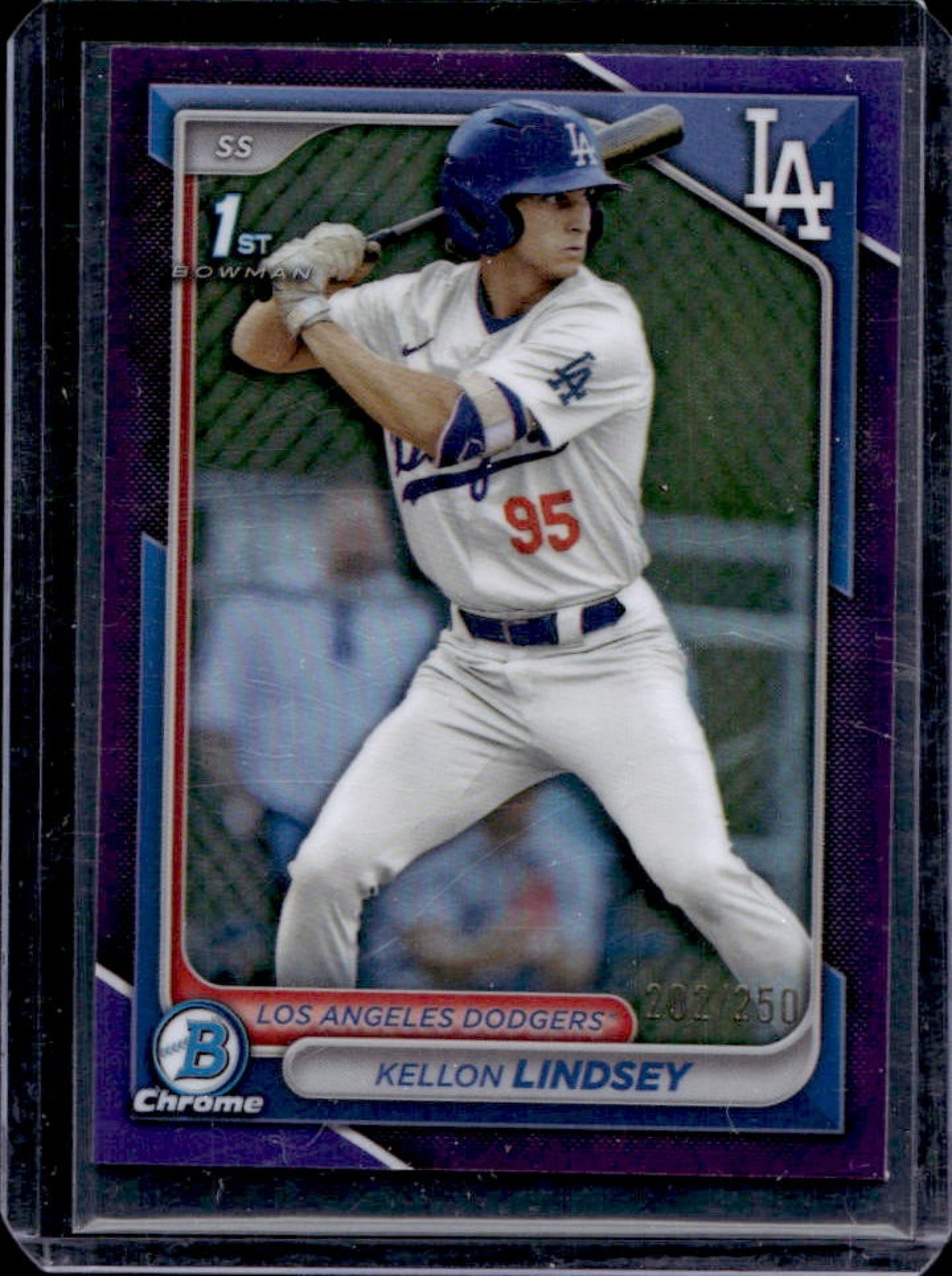 2024 Bowman Draft Kellon Lindsey Chrome Purple Refractor 1st #/250 Dodgers