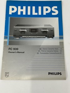 Philips FC930 FC 930 Cassette Deck Owners Manual 