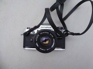 Vintage Olympus OM10 SLR Film Camera With Auto S 1:1 8 f=50mm Lens & Adapter