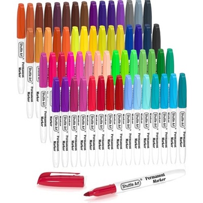 Permanent Marker Set 60 Farben  Feine  Marker Stifte für Plastik Holz Metall ...