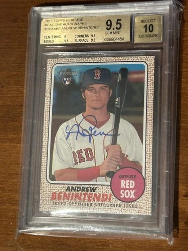 2017 Topps Heritage Andrew Benintendi Real One Auto RC BGS 9.5 Auto 10 - Red Sox