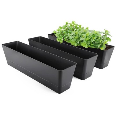 GREANER Window Boxes Planters, 3PCS 16x3.8 Inch Black Rectangle Planters Box  ... | eBay