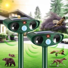 2025 Solar Animal Repellent, 2 Pack Ultrasonic Animal Repeller Outdoor Waterp...