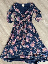 Anthropologie Maeve Heppel Floral Ruched Jersey Midi Dress Medium