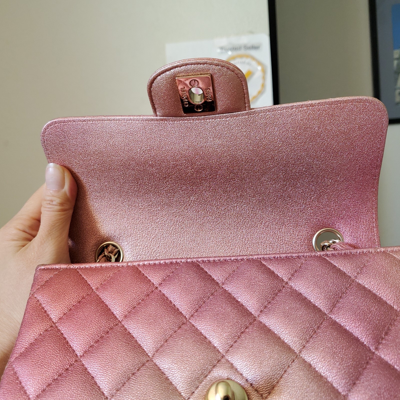 Chanel Classic mini Rectangular  Pink Ombre Gold … - image 12