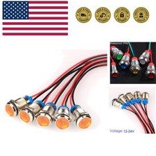 5pcs LED Metal Indicator Light 10mm Waterproo...