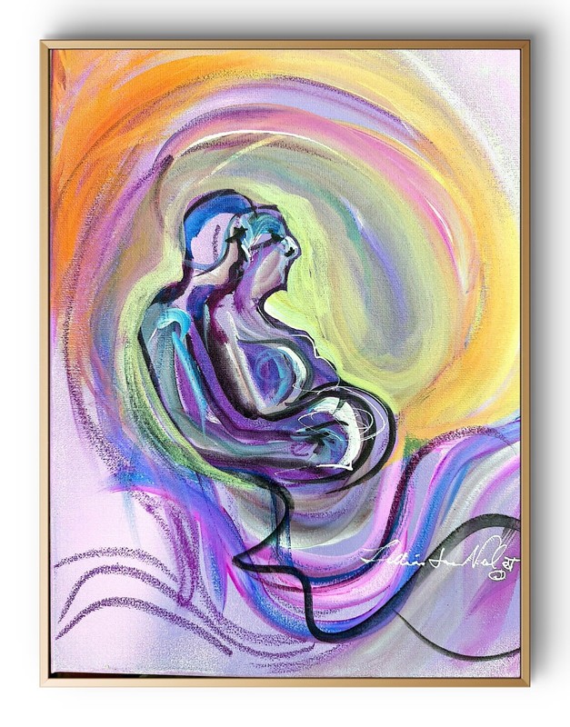 Hand Painted 11x14 Abstract Pregnancy Art Acrylic Canvas Bedroom Wall Decor