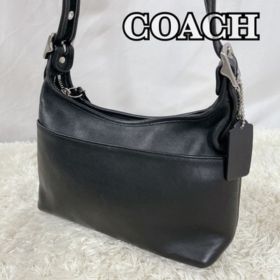 バッグ COACH Vintage Leather Black Shoulder Bag Old Coach Shoulder Bag Leather Black Shoulder Vintage 9136 COACH
