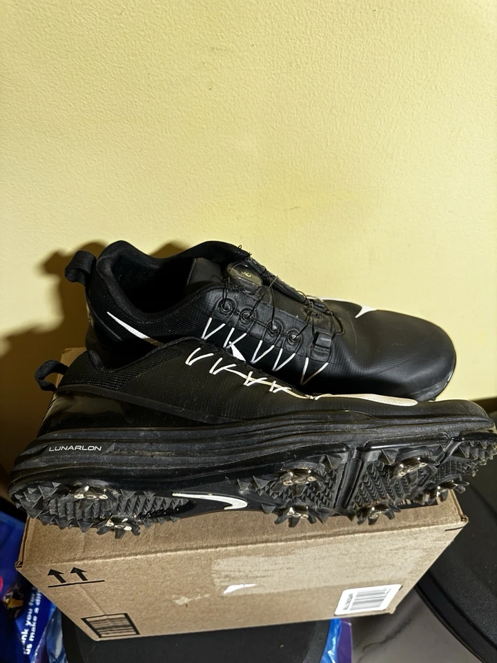 Nike Mens Lunar Command 2 BOA Golf Shoes Size 9 | Black/White | Used - Image 3 of 4