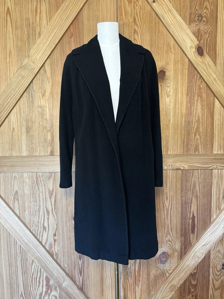 Abrigo vintage negro 100 % cachemir con espalda plisada para mujer S/M Preppy Academia Foto 2 de 4