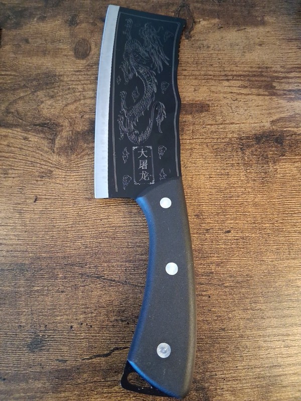 Cleaver Knife 8"  Knife Dragon Design  Carbon Steel Kitchen Knife with Sheath 