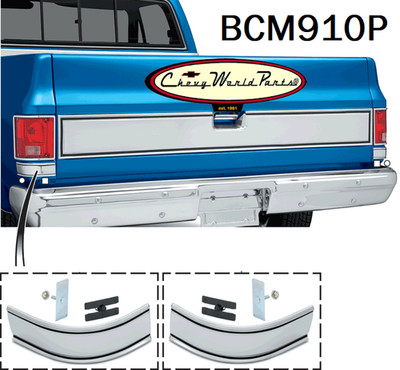 81 - 87 CHEVY GMC TRUCK LOWER REAR BEDSIDE CORNER MOLDINGS LH & RH PAIR