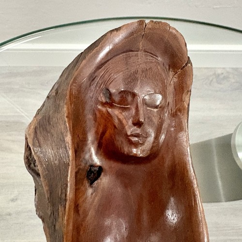 Vintage Signed Hand Carved Wood Bowl Catchall Face Art Live Edge Burl Sculpted