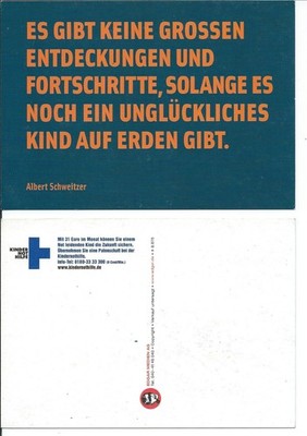 1 Stück Postkarte Format 15x10,5 cm, farbig,  Albert Schweitzer,  Kindernothilfe