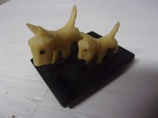 Vtg. Pair of Plastic Figurine Austrailian Terrier ? Dogs Made in Japan