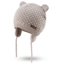 Baby Crochet Hat Infant Cute Bear Ear Beanie Toddler Boys Girls Earflap Warm