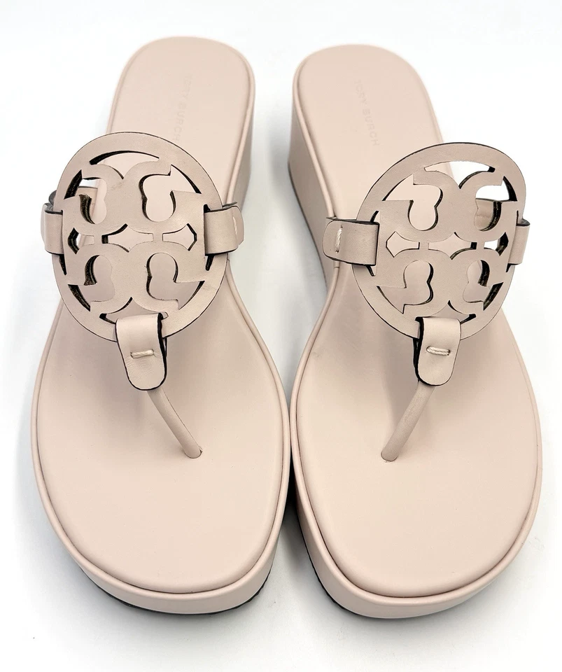 TORY BURCH MILLER WEDGE SANDAL 25MM SOFT PINK CALF LEATHER SZ US 10 NIB* - Image 4 of 4