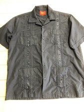 Maximos Shirt Mens Large Blue Embroidered Guayabera Short Sleeve Button Up