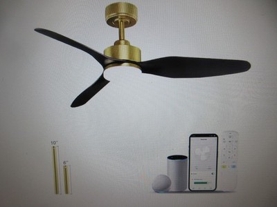 REDIAMS 48 in. Smart Outdoor Indoor Gold Black Ceiling Fans with Light & Remote