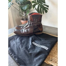 Mark Nason Capone 67237 Mens Iron Cross Brown Leather Boots Size 11 w/Dust Cover